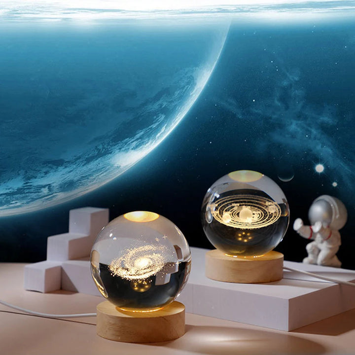 Unique 3D Crystal Ball Lamp with Galaxy and Planetary Projections USB