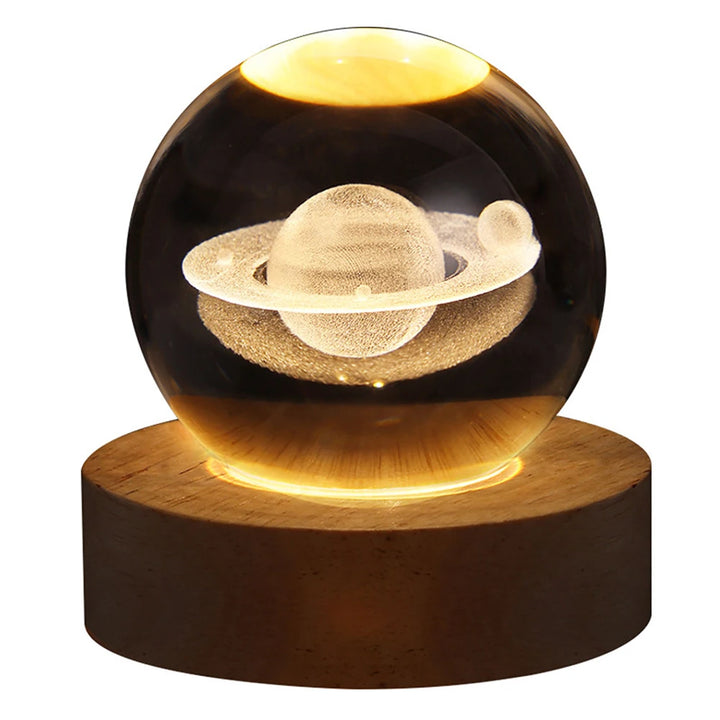 Unique 3D Crystal Ball Lamp with Galaxy and Planetary Projections USB