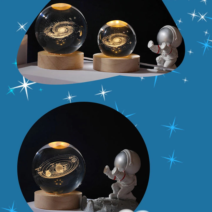 Unique 3D Crystal Ball Lamp with Galaxy and Planetary Projections USB