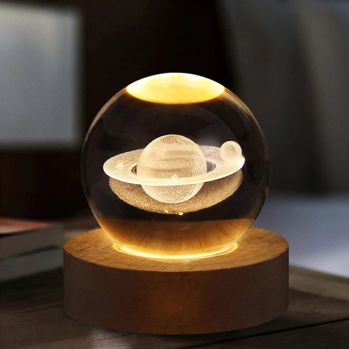 Unique 3D Crystal Ball Lamp with Galaxy and Planetary Projections USB