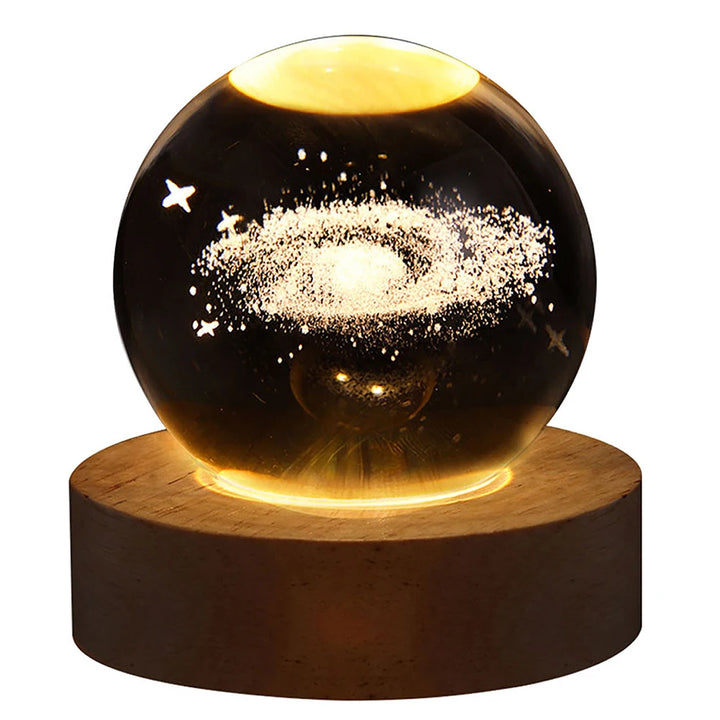 Unique 3D Crystal Ball Lamp with Galaxy and Planetary Projections USB