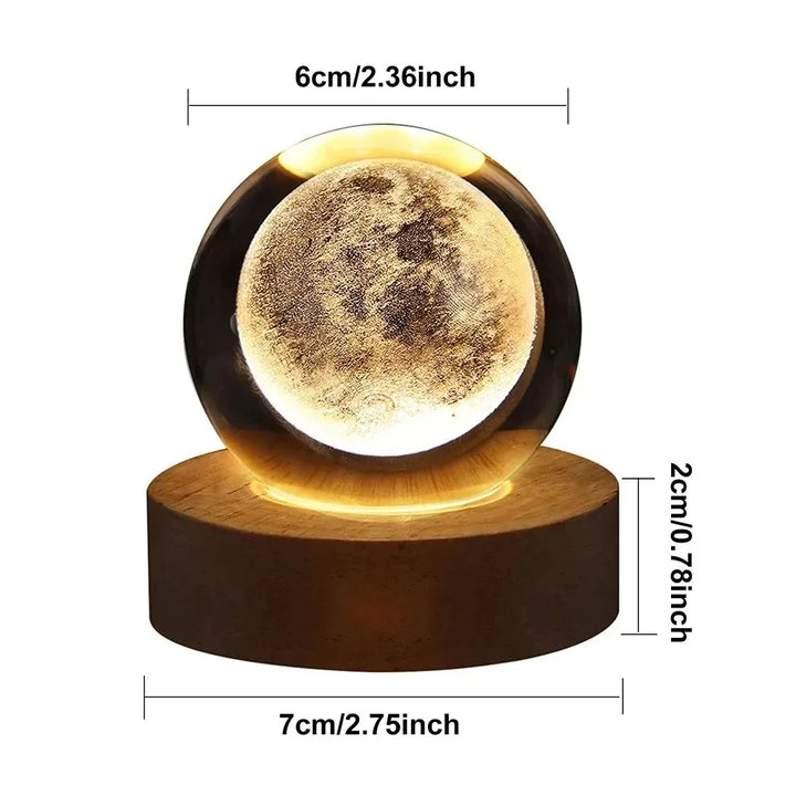 Unique 3D Crystal Ball Lamp with Galaxy and Planetary Projections USB