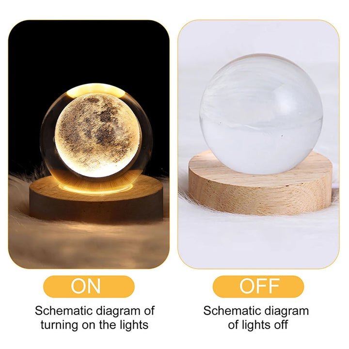 Unique 3D Crystal Ball Lamp with Galaxy and Planetary Projections USB