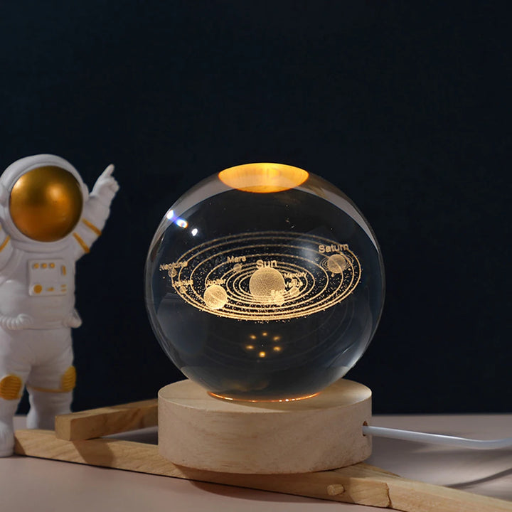 Unique 3D Crystal Ball Lamp with Galaxy and Planetary Projections USB