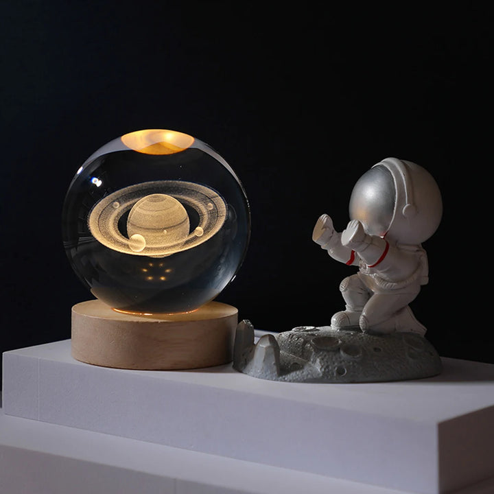 Unique 3D Crystal Ball Lamp with Galaxy and Planetary Projections USB