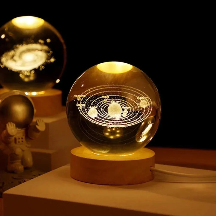 Unique 3D Crystal Ball Lamp with Galaxy and Planetary Projections USB